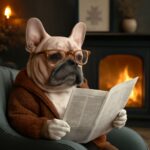 A whimsical image of a dog reading newspaper, exploring lincoln assassination newspaper and unprinted newspaper concepts.