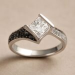 Black and white diamond engagement rings, black titanium engagement rings