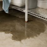 Basement leaks where wall meets floor and steel support columns for basement
