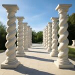A blend of marble columns and ionic columns in modern architecture